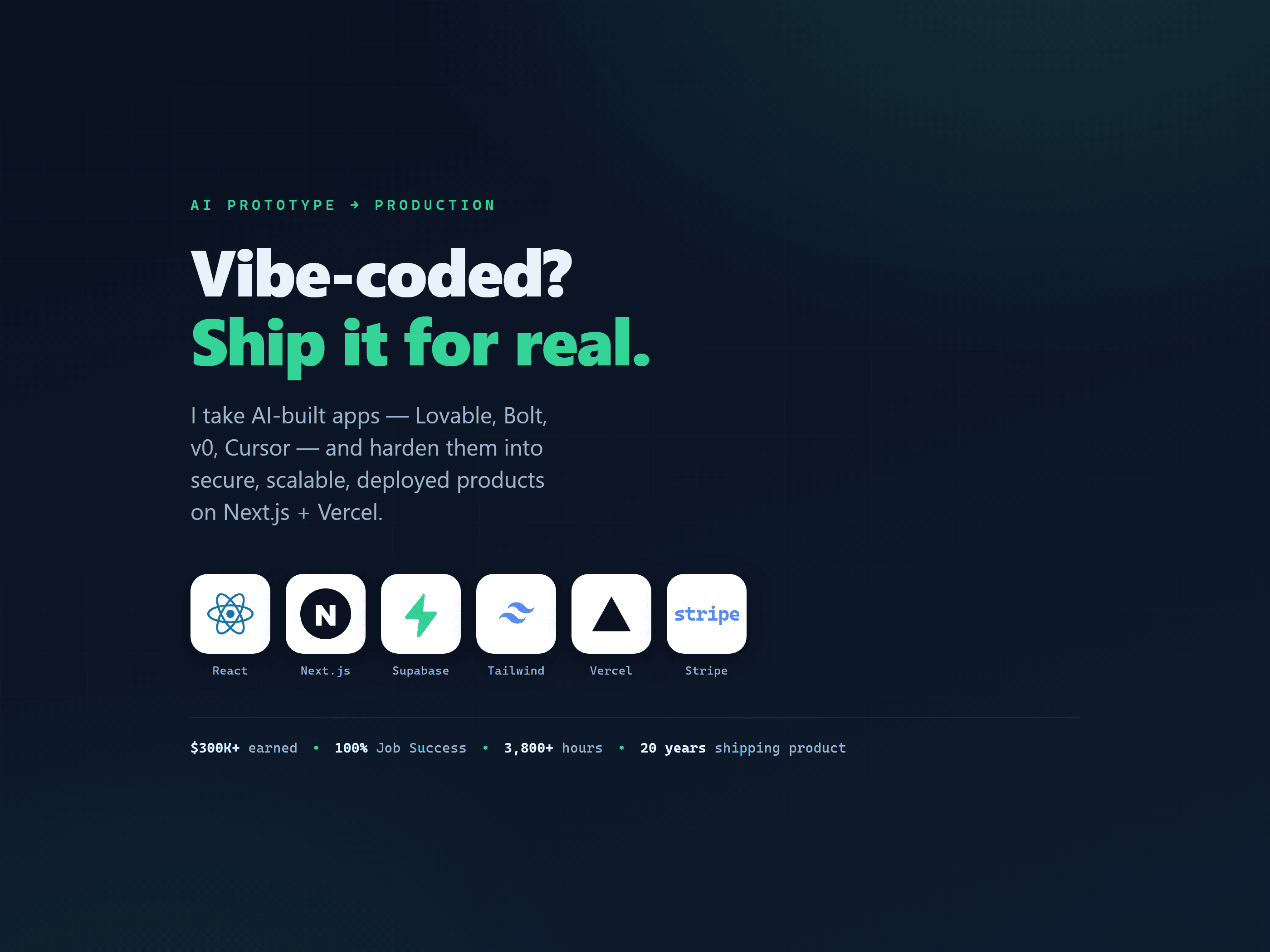 AI-Built / Vibe-Coded App → Production (Next.js)